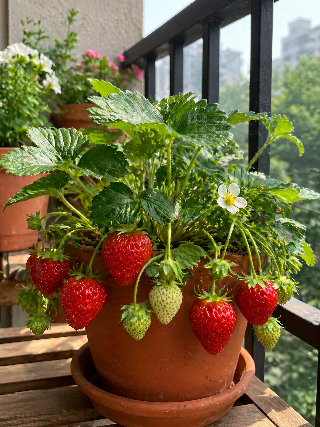 Strawberries in a pot